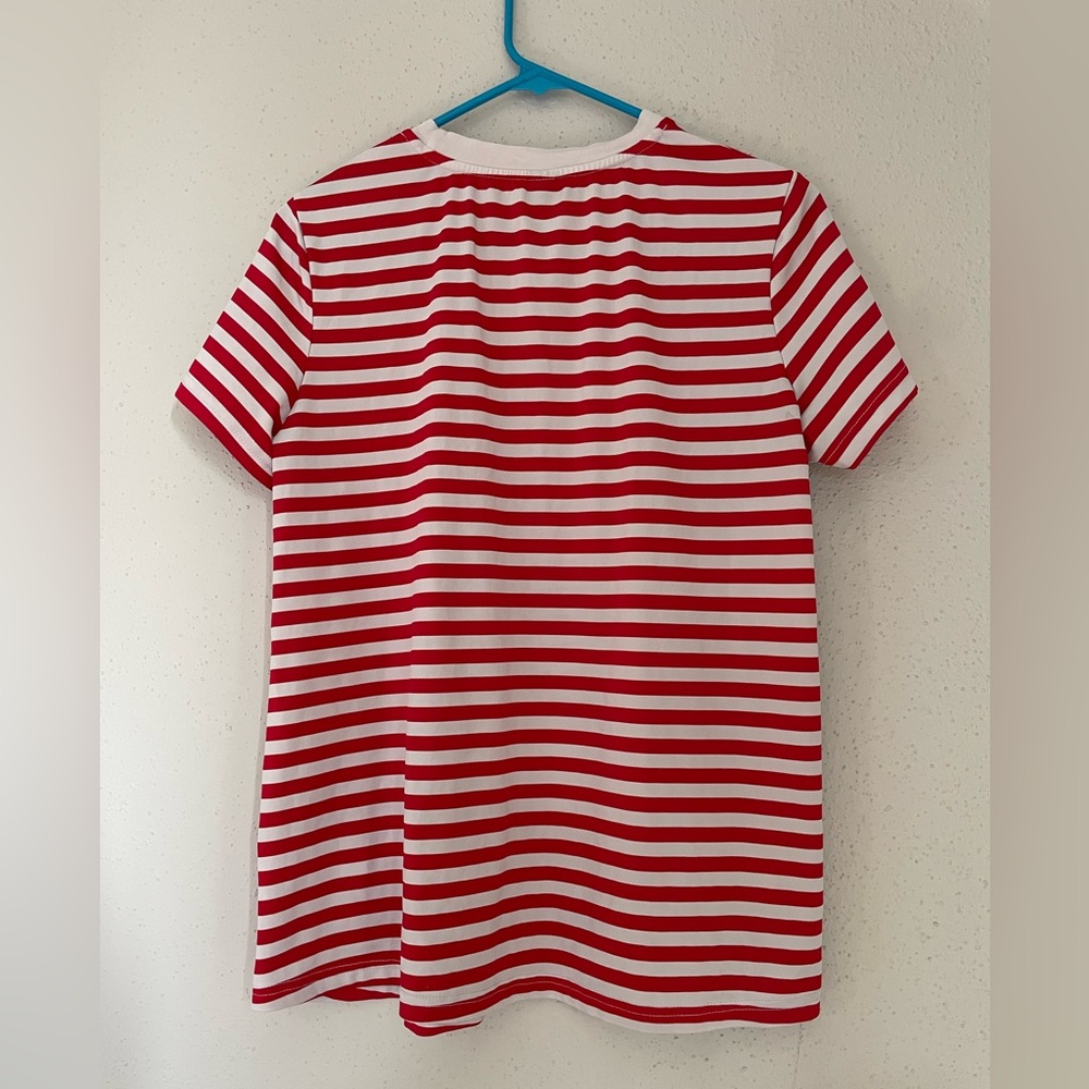SHEIN Red and White Striped Maternity Tee - Picture 8 of 9